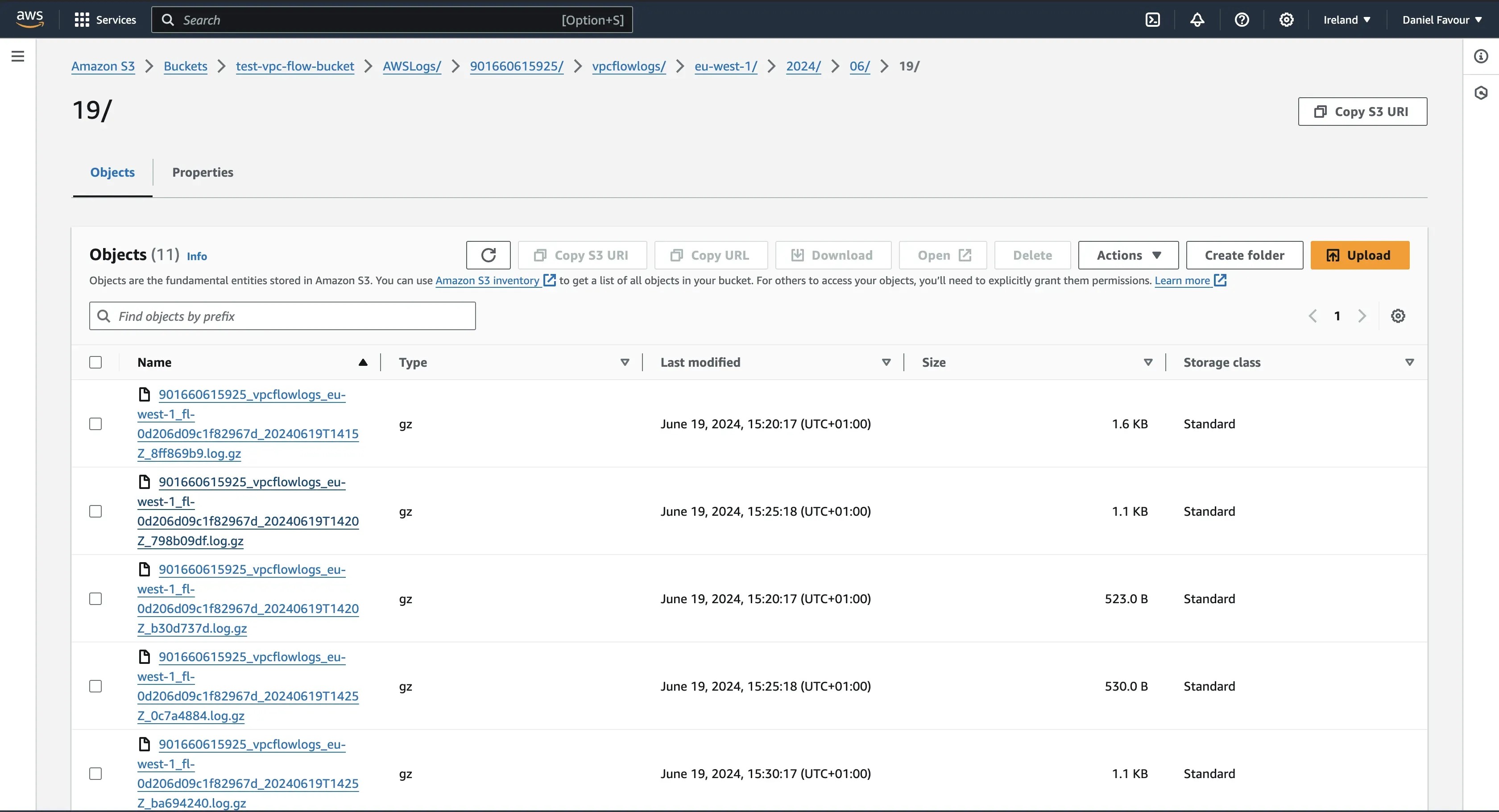 Flow logs in S3 bucket