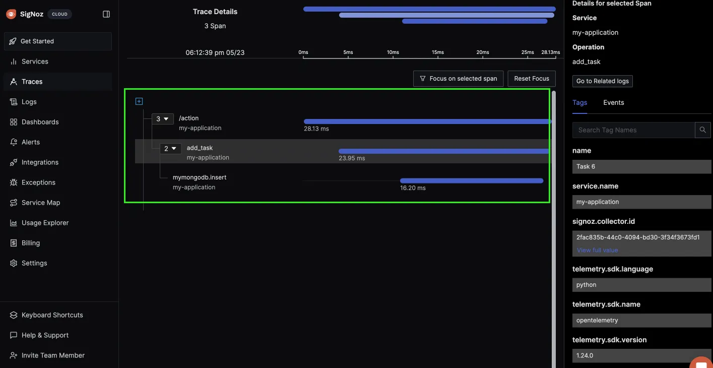 See a detailed view of your manual spans by clicking on it